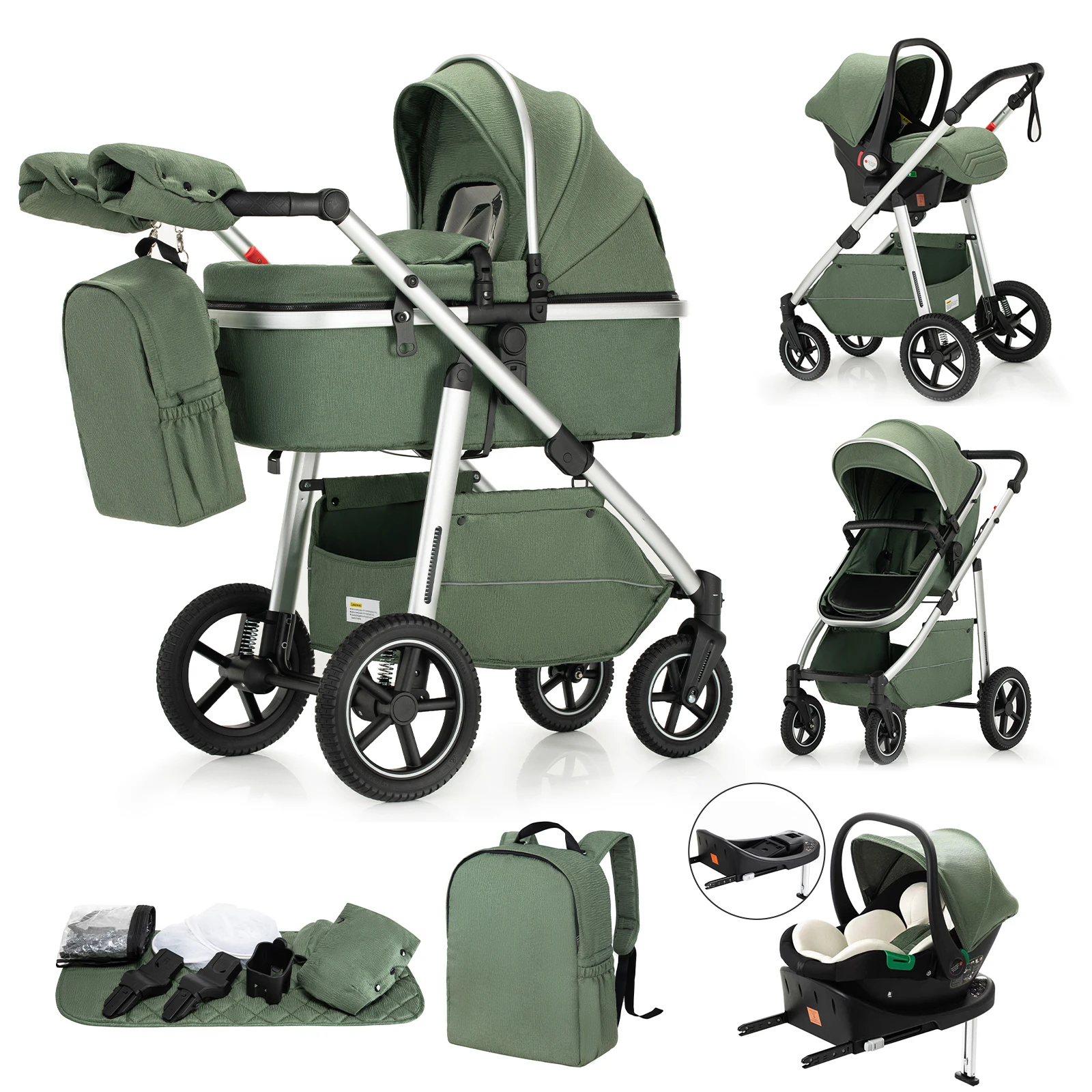 Baby Stroller 3 in 1 highlandscape for Newborn Mother Kids Portable Folding Carriage Luxurious Pushchair Car Seat Travel Pram