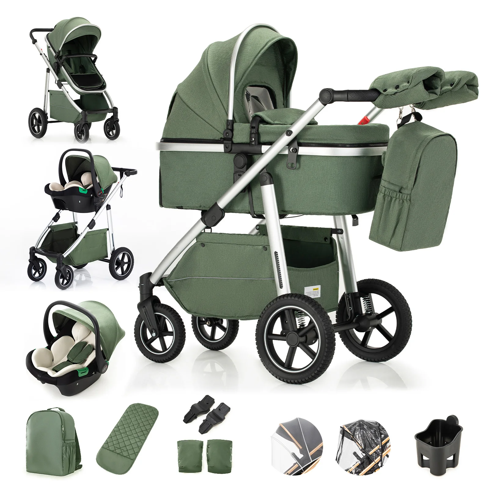 Baby Stroller 3 in 1 highlandscape for Newborn Mother Kids Portable Folding Carriage Luxurious Pushchair Car Seat Travel Pram
