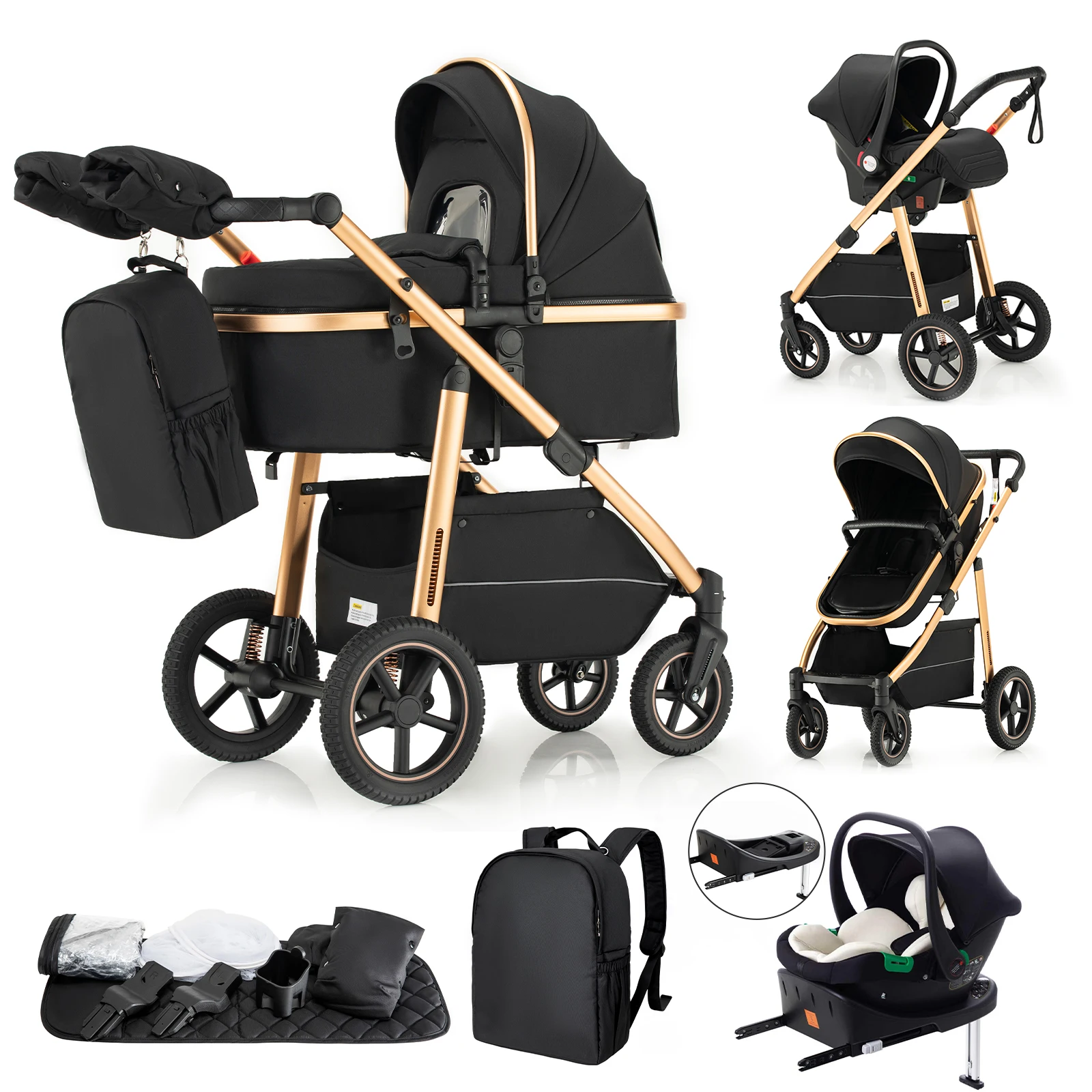 Baby Stroller 3 in 1 highlandscape for Newborn Mother Kids Portable Folding Carriage Luxurious Pushchair Car Seat Travel Pram