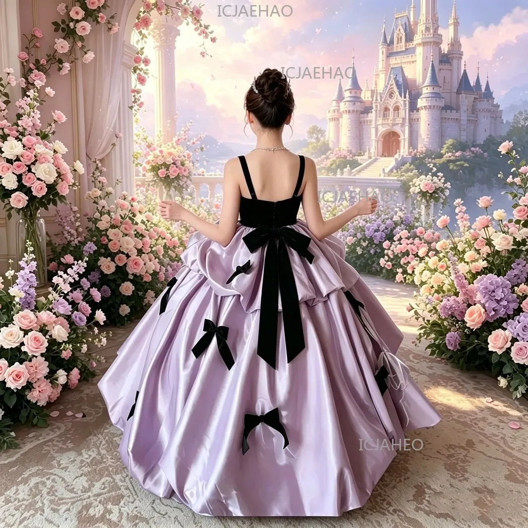 2026 Kids Princess Dress Flower Girl Wedding Gown Party Costume Birthday Banquet Children Girls Piano Performance Host Clothes