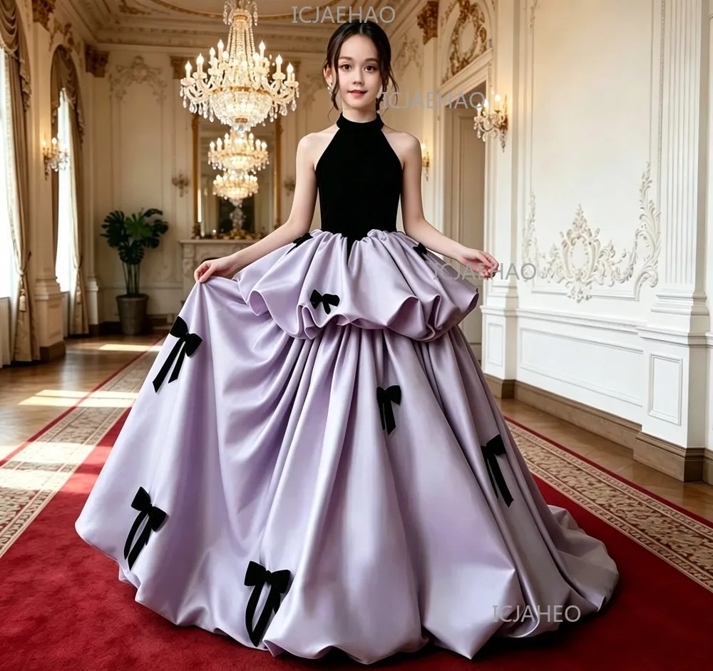 2026 Kids Princess Dress Flower Girl Wedding Gown Party Costume Birthday Banquet Children Girls Piano Performance Host Clothes