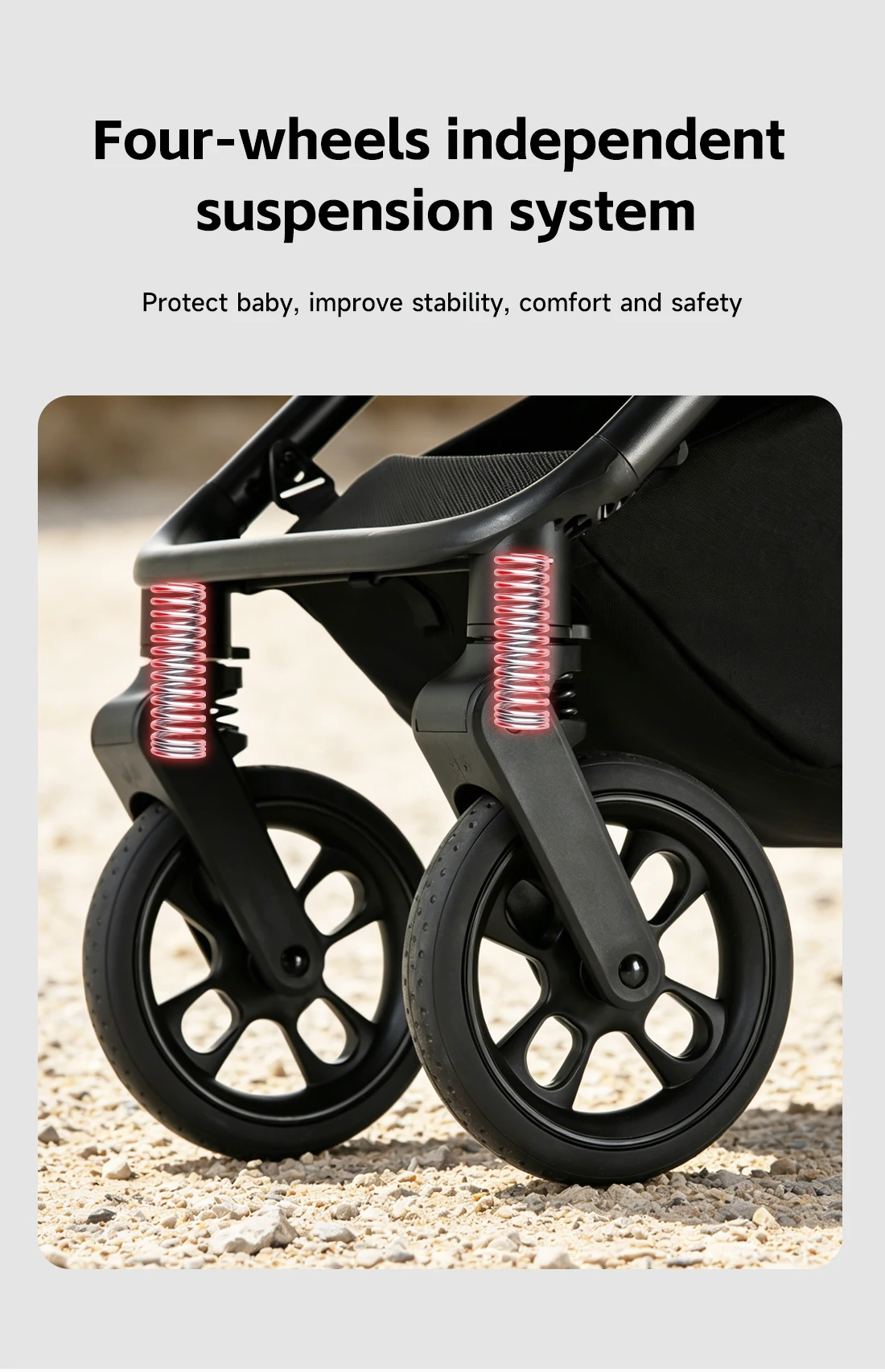 3 in 1 High View Baby Stroller Matching Infant Car Seat, Ultra Light Aviation Aluminum Frame Breathable Mesh Summer Baby Pushchair, One-Click Quick Fold Baby Pram, Compact Portable Newborn Travel Carriage