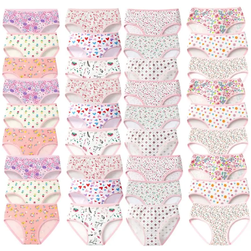 ZEKSAF Girls Cotton Briefs Pink Floral Design 36 Pack Elastic and Soft Underwears for Toddler