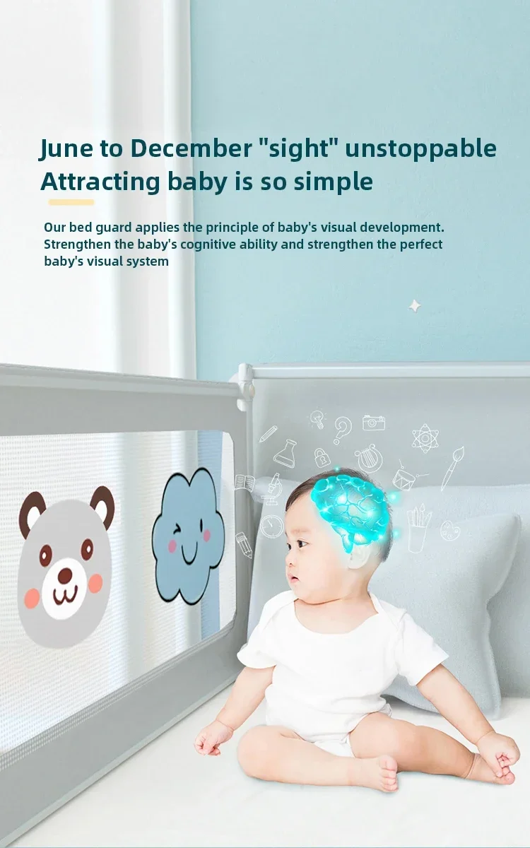 IMBABY Bed Guardrail Liftable Crib Protectors Adjustable Handrail Bed Safety Children Washable Baby Safety Bed Barrier Bumper