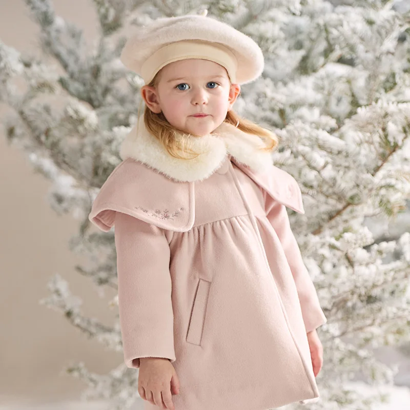 Dave Bella Children Girls Baby Cute Tops Outerwear 2024 New Autumn Winter Casual Sweet Gentle Overcoat Outdoor Warm DB4242652