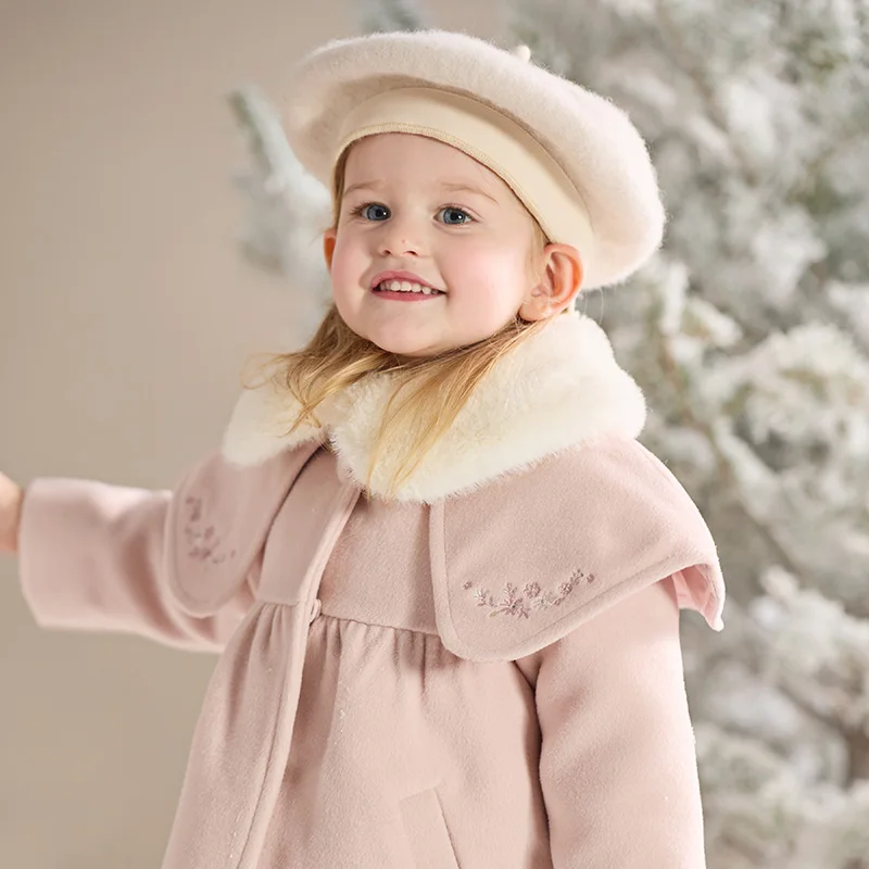 Dave Bella Children Girls Baby Cute Tops Outerwear 2024 New Autumn Winter Casual Sweet Gentle Overcoat Outdoor Warm DB4242652