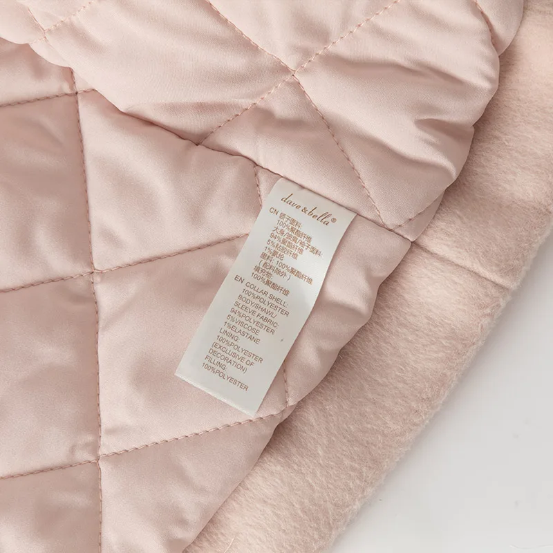 Dave Bella Children Girls Baby Cute Tops Outerwear 2024 New Autumn Winter Casual Sweet Gentle Overcoat Outdoor Warm DB4242652