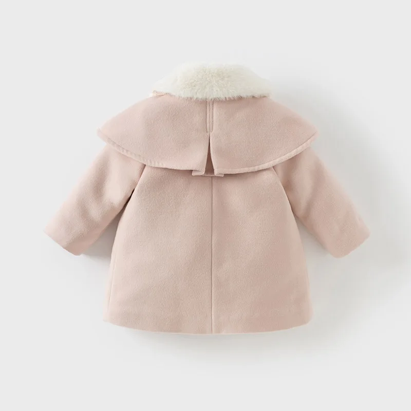 Dave Bella Children Girls Baby Cute Tops Outerwear 2024 New Autumn Winter Casual Sweet Gentle Overcoat Outdoor Warm DB4242652