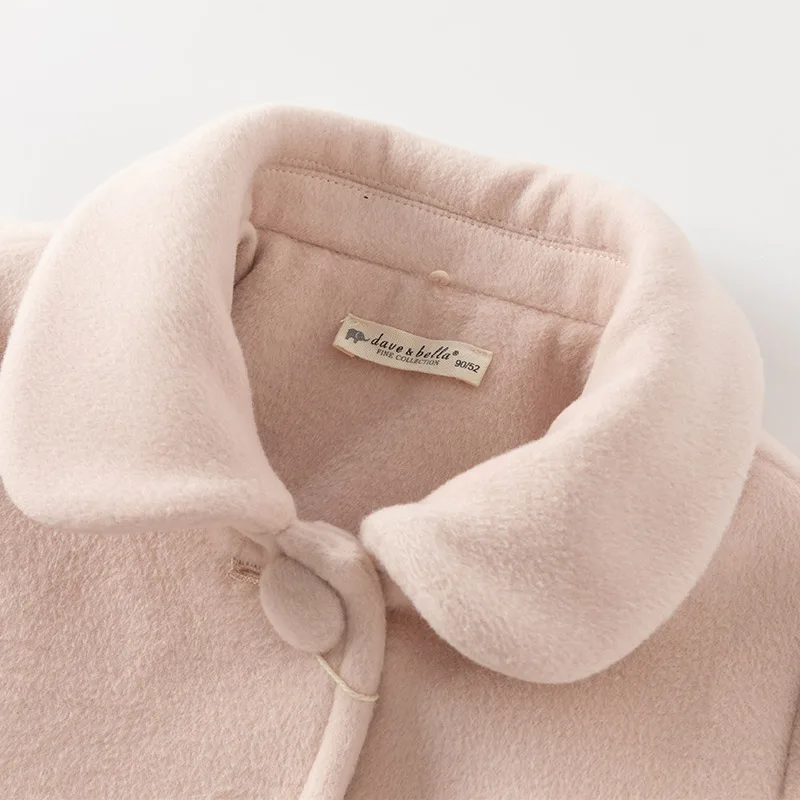 Dave Bella Children Girls Baby Cute Tops Outerwear 2024 New Autumn Winter Casual Sweet Gentle Overcoat Outdoor Warm DB4242652