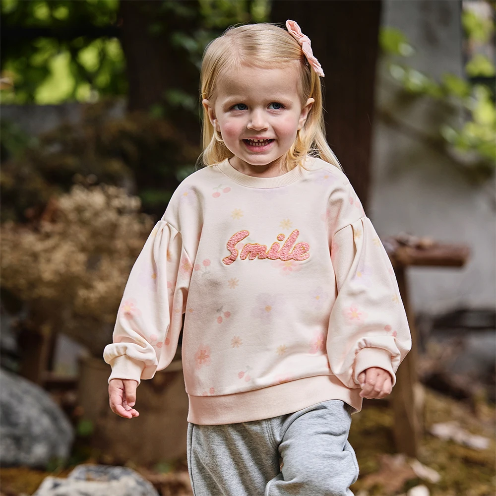 Dave Bella Autumn Girls Baby Hoodie Fashion Casual Sweet Lovely Floral Print Children's Long Sleeve Top Outdoor DB3253241