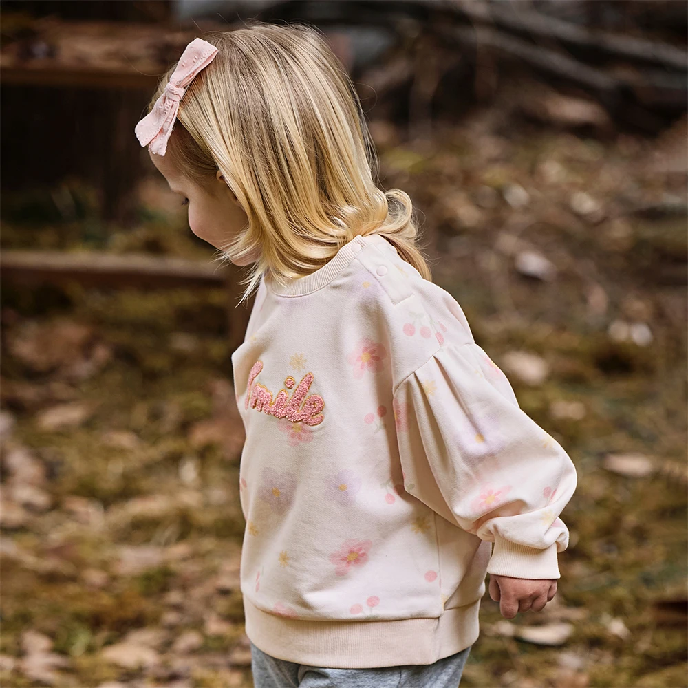 Dave Bella Autumn Girls Baby Hoodie Fashion Casual Sweet Lovely Floral Print Children's Long Sleeve Top Outdoor DB3253241