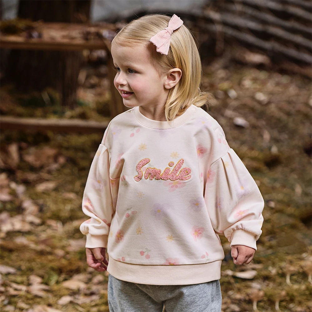Dave Bella Autumn Girls Baby Hoodie Fashion Casual Sweet Lovely Floral Print Children's Long Sleeve Top Outdoor DB3253241
