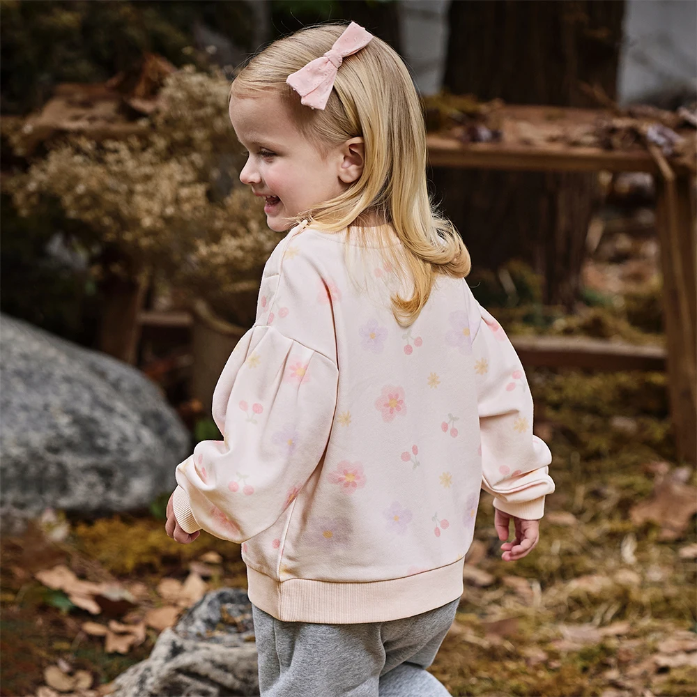 Dave Bella Autumn Girls Baby Hoodie Fashion Casual Sweet Lovely Floral Print Children's Long Sleeve Top Outdoor DB3253241