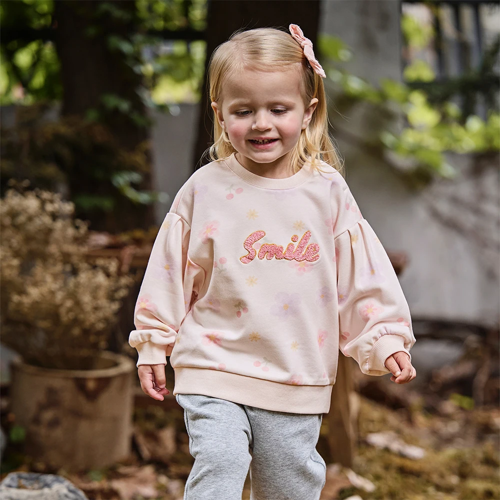 Dave Bella Autumn Girls Baby Hoodie Fashion Casual Sweet Lovely Floral Print Children's Long Sleeve Top Outdoor DB3253241
