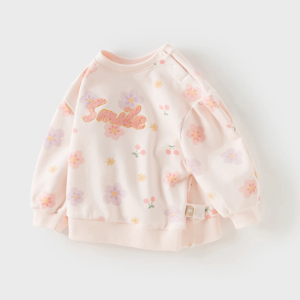 Dave Bella Autumn Girls Baby Hoodie Fashion Casual Sweet Lovely Floral Print Children's Long Sleeve Top Outdoor DB3253241