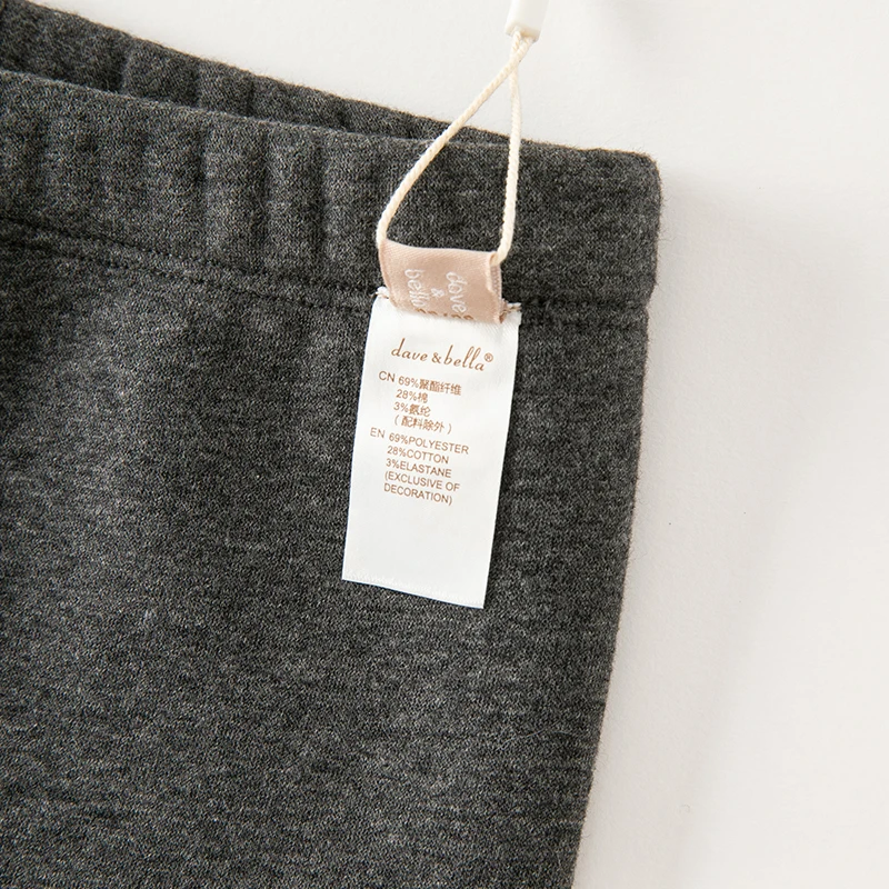 Dave Bella Children's Plush Pants Autumn Winter Girls' Casual Fashion Tight Pants Leggings Cute Sport Outdoor DB4238121