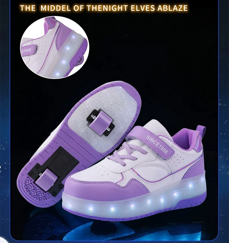 Pink Fashion Girls Boys LED Light Roller Skate Shoes for Children Kids Sneakers with Wheels Two Wheels Sneakers for Boys Kids