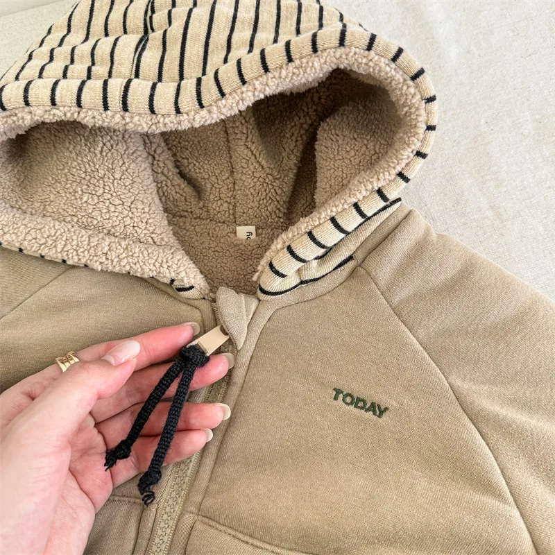 2026 Winter New Children Warm Hooded Coat Plus Velvet Thick Girls Padded Jacket Boys Cotton Fleece Coat Kids Quilted Jacket