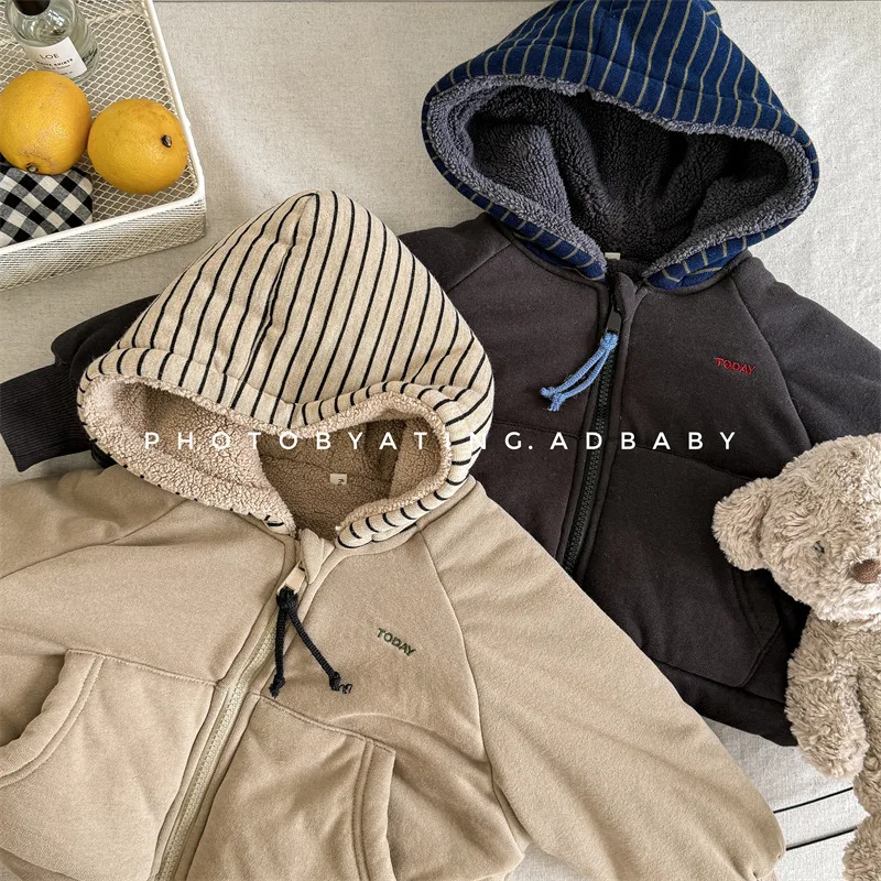 2026 Winter New Children Warm Hooded Coat Plus Velvet Thick Girls Padded Jacket Boys Cotton Fleece Coat Kids Quilted Jacket