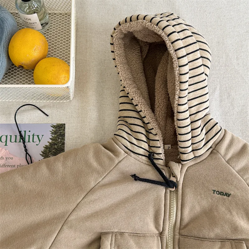 2026 Winter New Children Warm Hooded Coat Plus Velvet Thick Girls Padded Jacket Boys Cotton Fleece Coat Kids Quilted Jacket