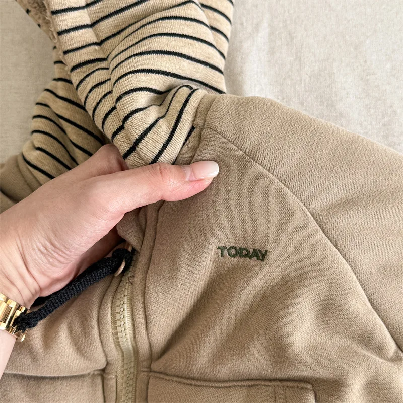2026 Winter New Children Warm Hooded Coat Plus Velvet Thick Girls Padded Jacket Boys Cotton Fleece Coat Kids Quilted Jacket