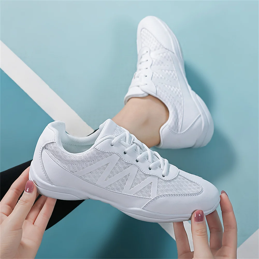 BAXINIER Girls White Cheer Shoes Trainers  Breathable Training Dance Tennis Shoes Lightweight Youth Cheer Competition Sneakers