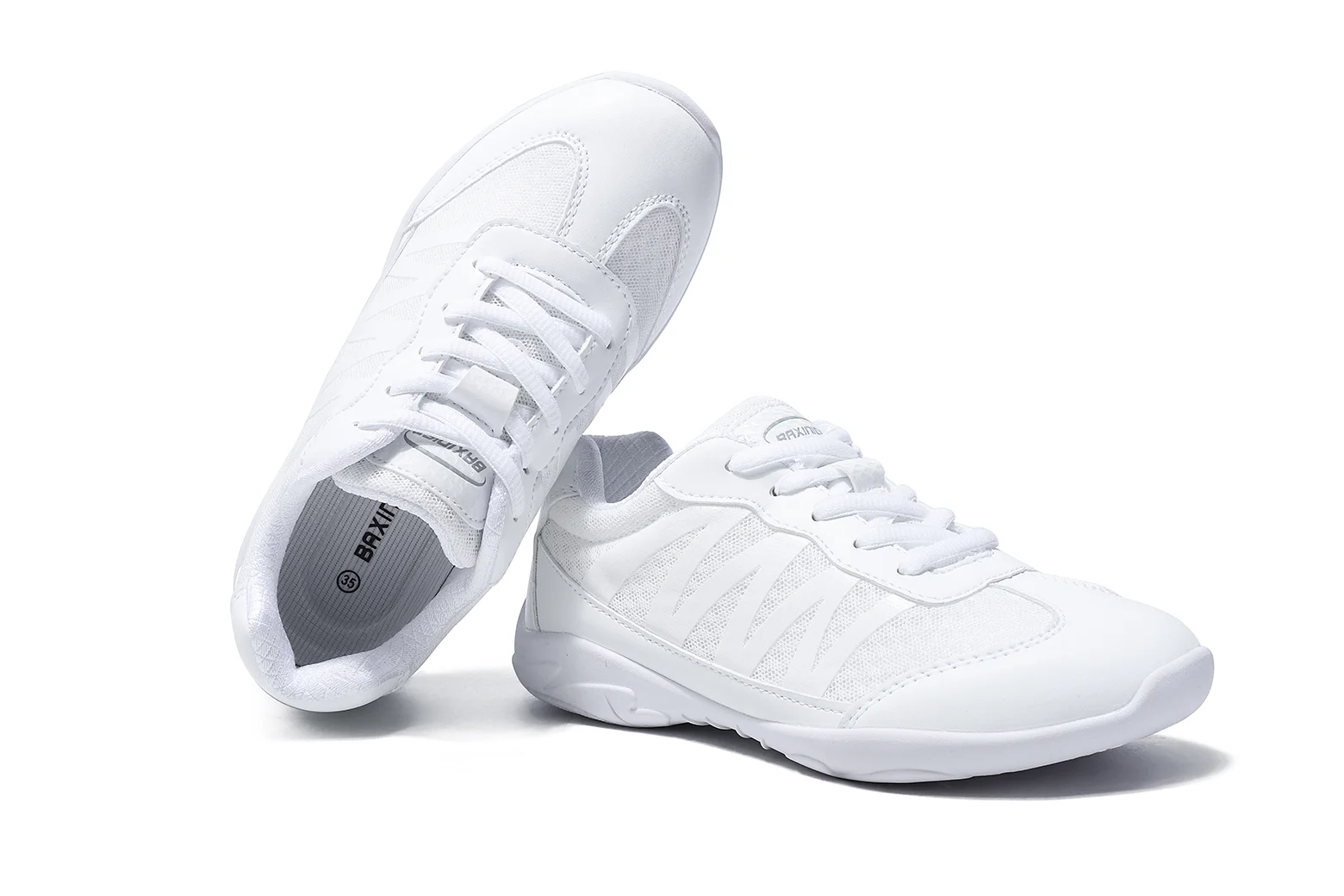 BAXINIER Girls White Cheer Shoes Trainers  Breathable Training Dance Tennis Shoes Lightweight Youth Cheer Competition Sneakers