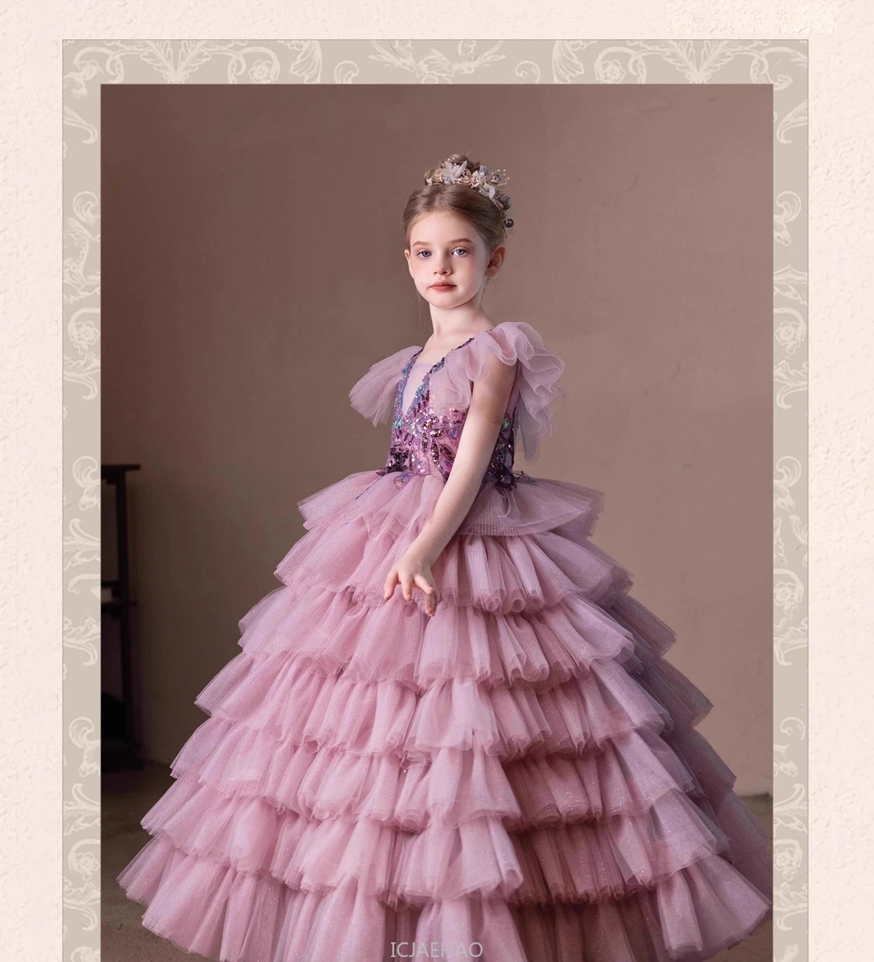 Wed Dress 2025 New Children Girls Princess Pageant Host Outfit Piano Recital Performance Gown Kids Party Birthday Formal Wear