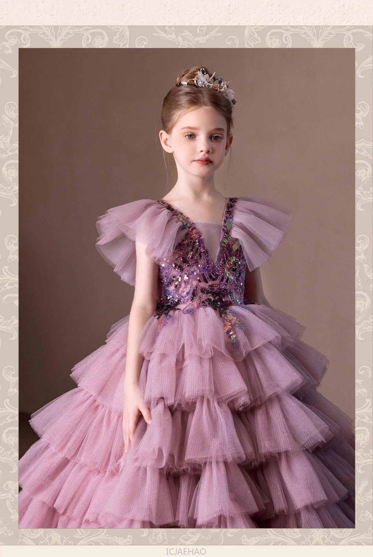 Wed Dress 2025 New Children Girls Princess Pageant Host Outfit Piano Recital Performance Gown Kids Party Birthday Formal Wear