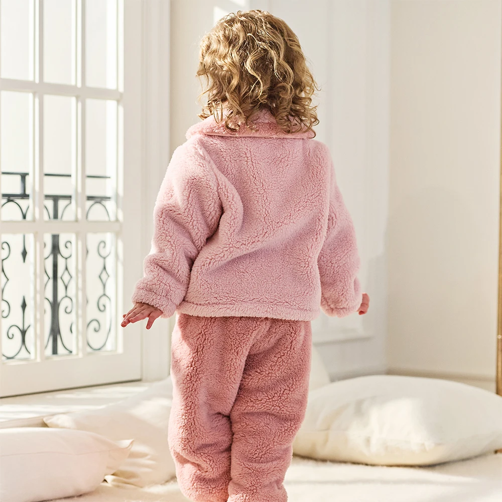 Dave Bella Children's Home Wear Set Autumn Winter Boys Girls Warm Soft Cotton Pajamas Kids' Top Pants Trendy Clothes DB4254910