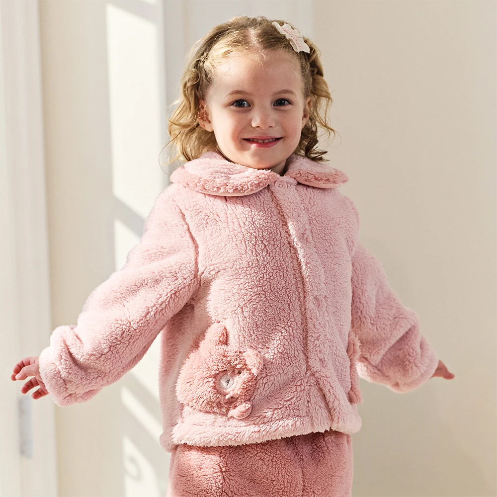 Dave Bella Children's Home Wear Set Autumn Winter Boys Girls Warm Soft Cotton Pajamas Kids' Top Pants Trendy Clothes DB4254910