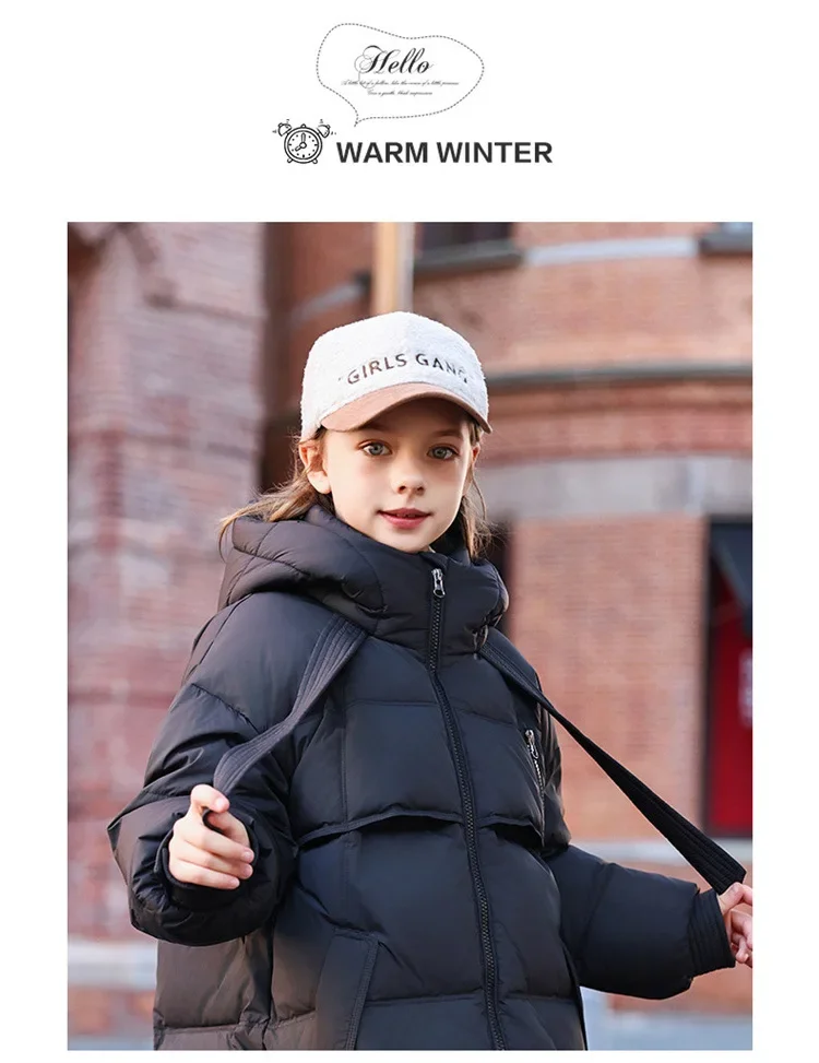 Girls' Cotton Coat New Winter Coat Boy Long Warm Clothes Children's Thicken Jacket Cotton Outerwear For Kids Jacket TR213