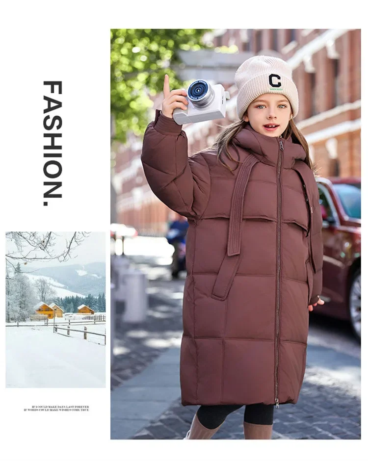 Girls' Cotton Coat New Winter Coat Boy Long Warm Clothes Children's Thicken Jacket Cotton Outerwear For Kids Jacket TR213