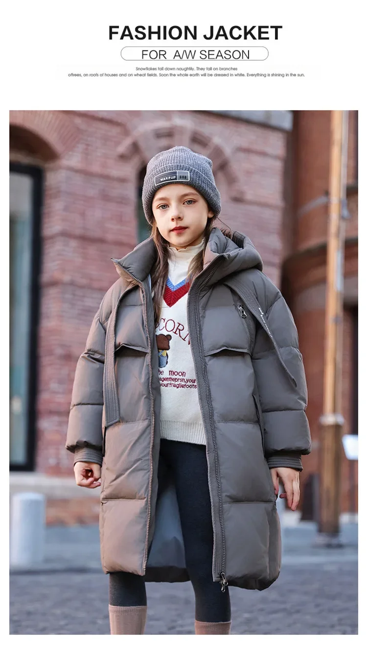 Girls' Cotton Coat New Winter Coat Boy Long Warm Clothes Children's Thicken Jacket Cotton Outerwear For Kids Jacket TR213
