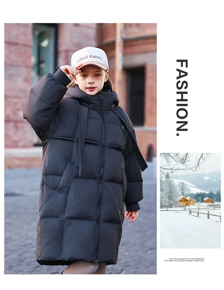 Girls' Cotton Coat New Winter Coat Boy Long Warm Clothes Children's Thicken Jacket Cotton Outerwear For Kids Jacket TR213