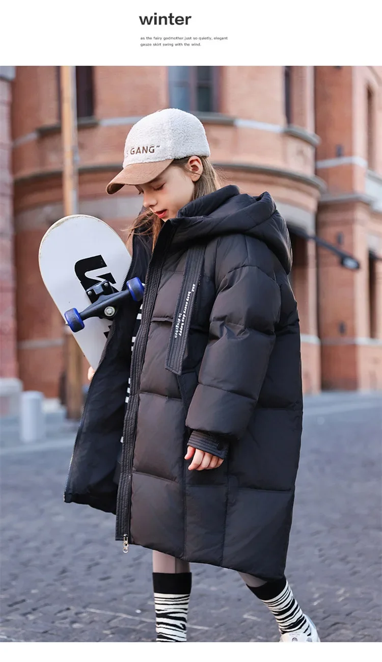Girls' Cotton Coat New Winter Coat Boy Long Warm Clothes Children's Thicken Jacket Cotton Outerwear For Kids Jacket TR213