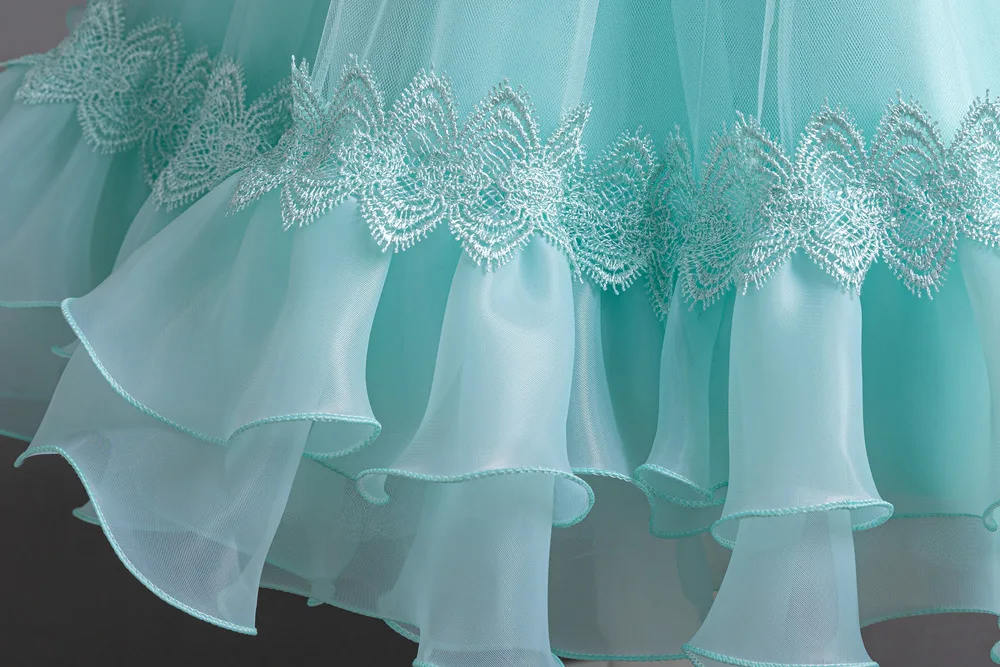 New Bubble Sleeves Bow Sticker Pearl Mesh Fluffy Dress Christmas Halloween School Party Performance Dress for 3-10 Years
