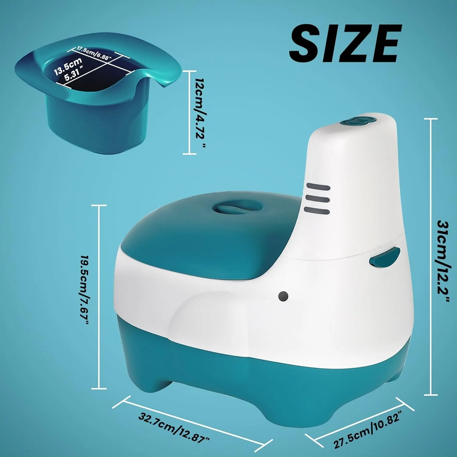Potty Training Toilet, Training Seat with Realistic Flush Sound, Portable Toilet for Kids - Easy to Clean Potty Seat