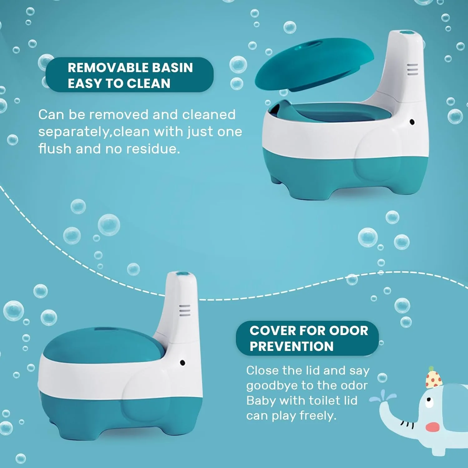 Potty Training Toilet, Training Seat with Realistic Flush Sound, Portable Toilet for Kids - Easy to Clean Potty Seat