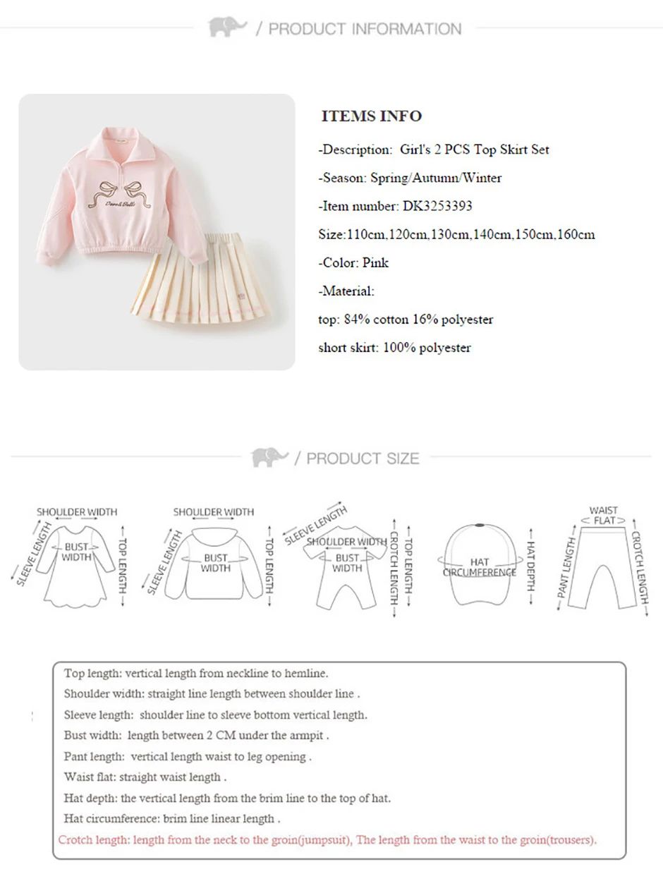 Dave Bella Children Girls' Skirt Set Autumn Baby's Bow Print Hoodie Pleated Short Skirt Two Piece Set Party Cute DK3253393