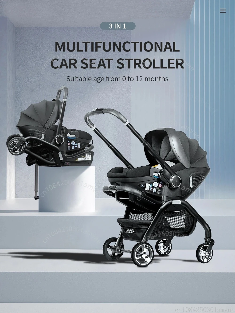 Multi Functional Newborn Baby Sleeping Basket, Baby Safety Seat, Baby Stroller, Multi-purpose Portable Four-wheel Stroller