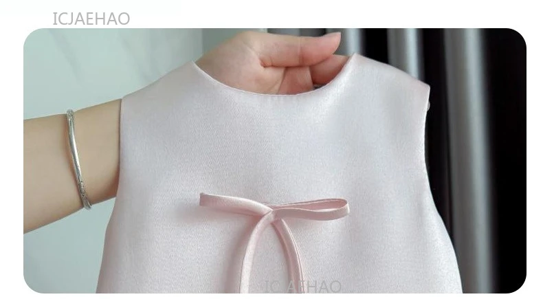 Party Dress Pink Baby Girls Vest with Mesh Skirt First Birthday Kids Celebration Pageant Princess Gown Toddler Formal Dresses