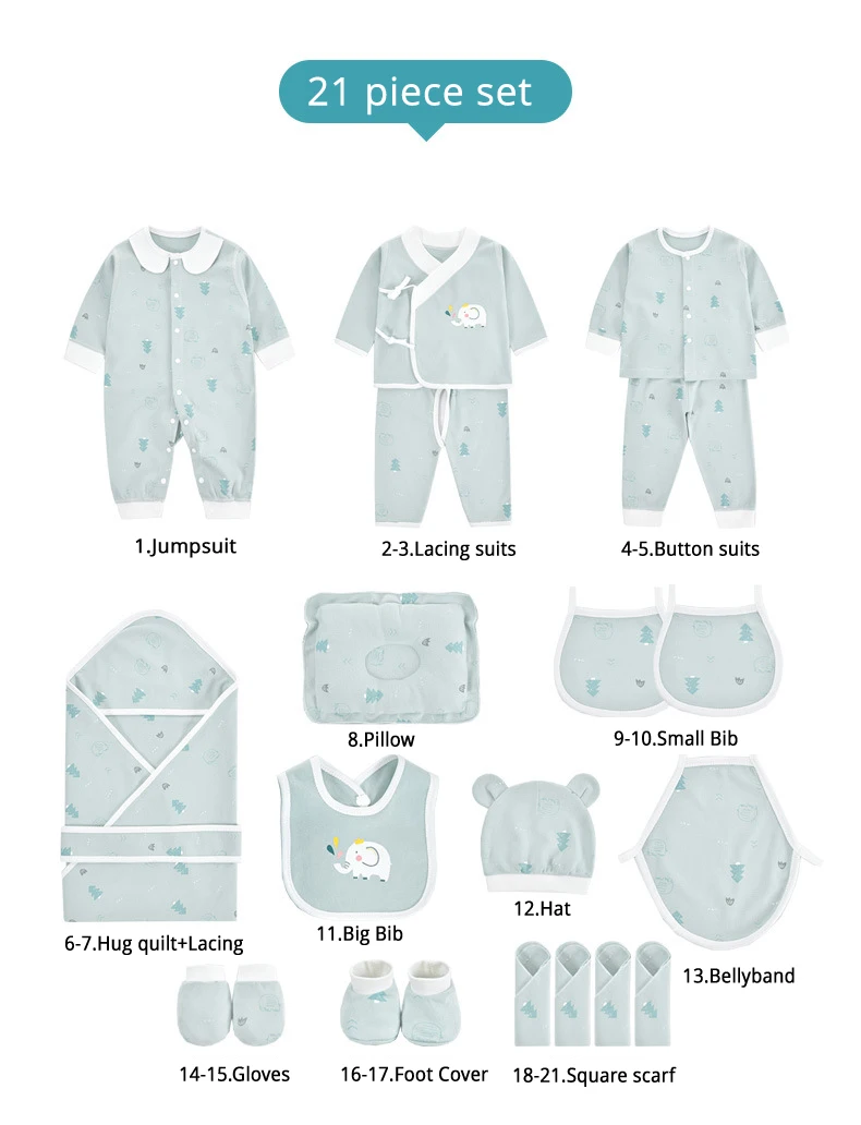 IYEAL  Newborn Baby Clothes Cotton Baby Gift  Set 0-3 M Autumn Winter Kids Clothes Suit New Born Clothing Family Gifts 19-23PCS