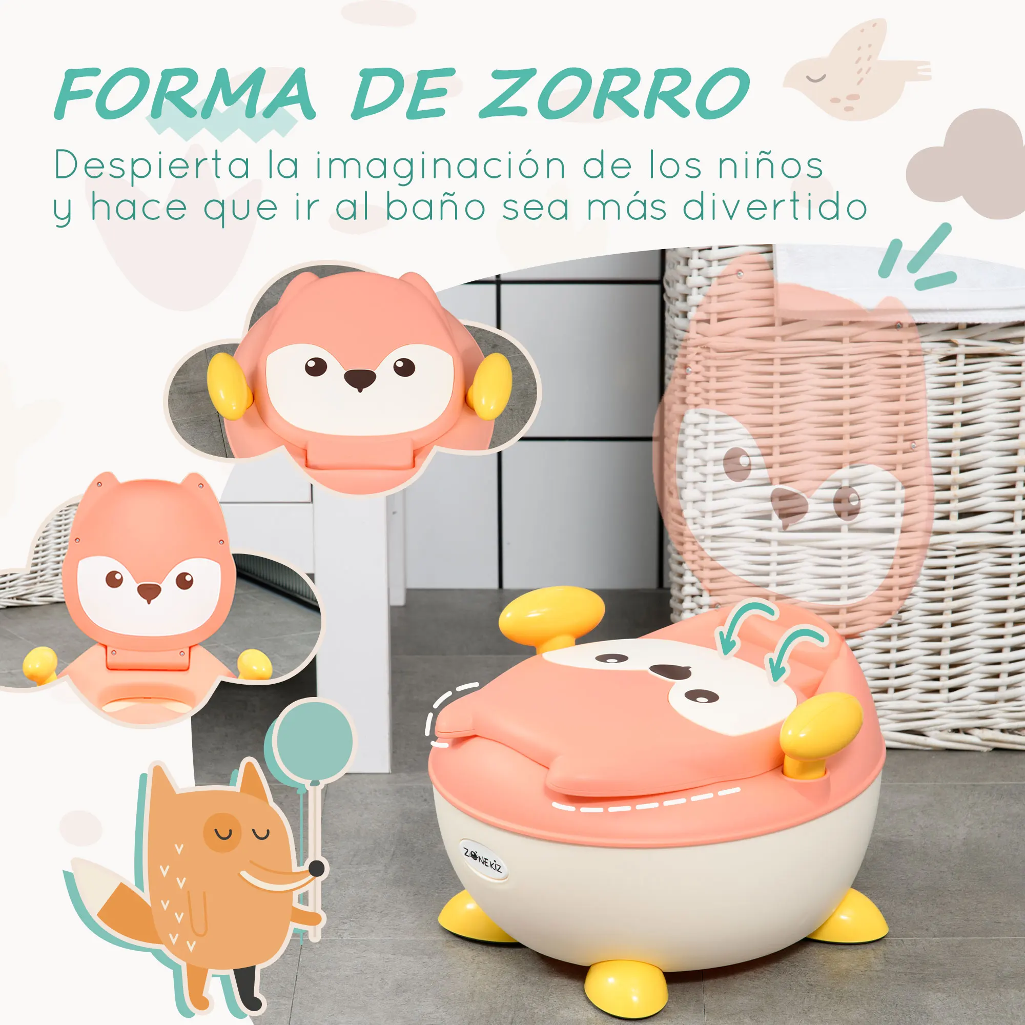 Zonekiz Children's Potty for Babies 6-36 Months Learning Toilet 4.5X35X23 cm Pink