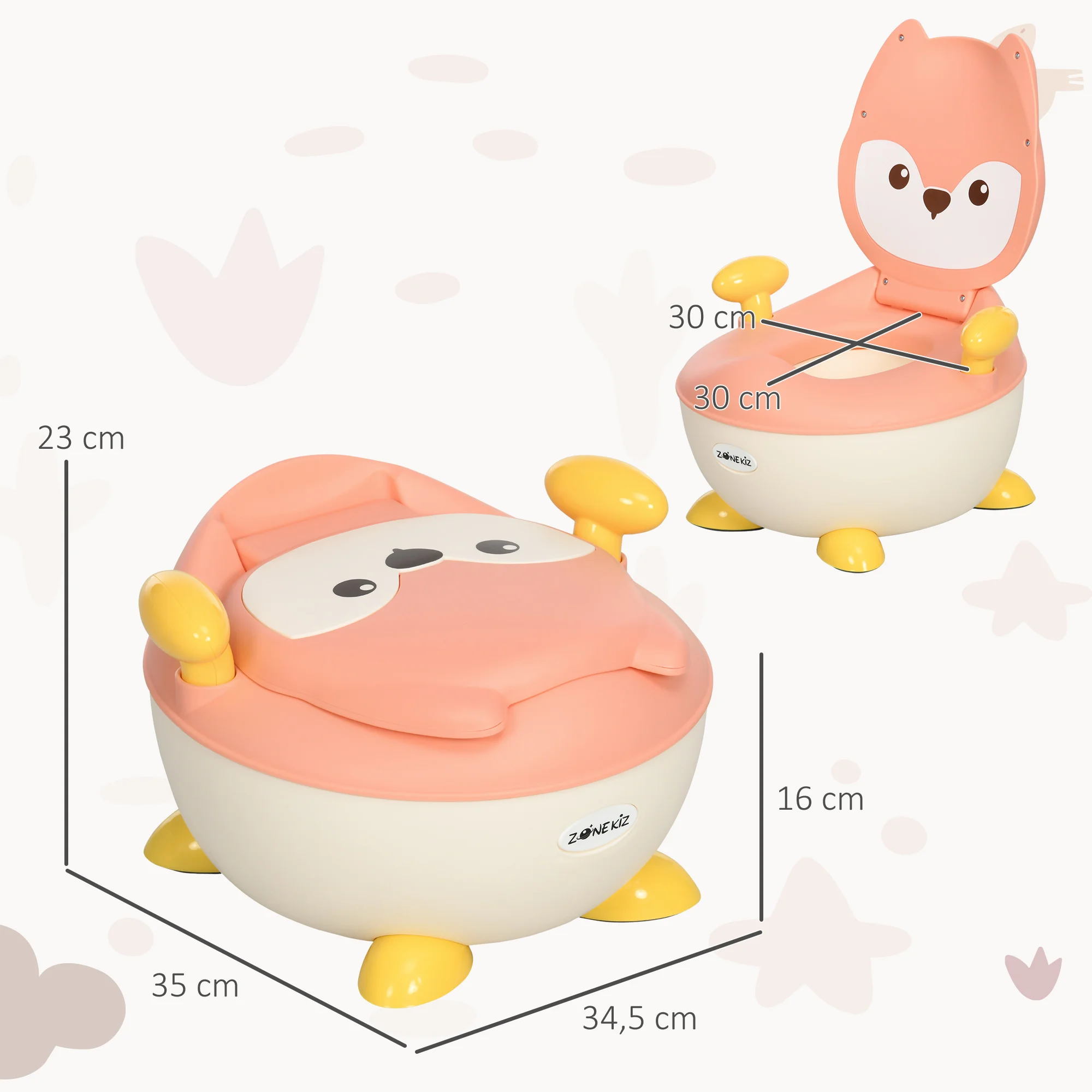 Zonekiz Children's Potty for Babies 6-36 Months Learning Toilet 4.5X35X23 cm Pink