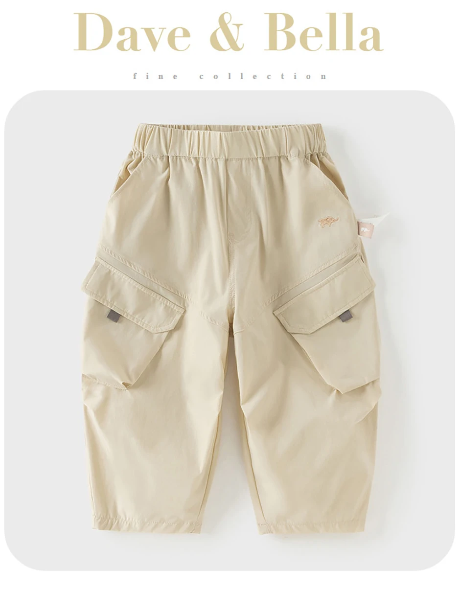 Dave Bella Children's Cargo Pants 1-7 Years Boys Spring Summer Quick-dry Pants Casual Loose Outdoor Trousers DB2261325
