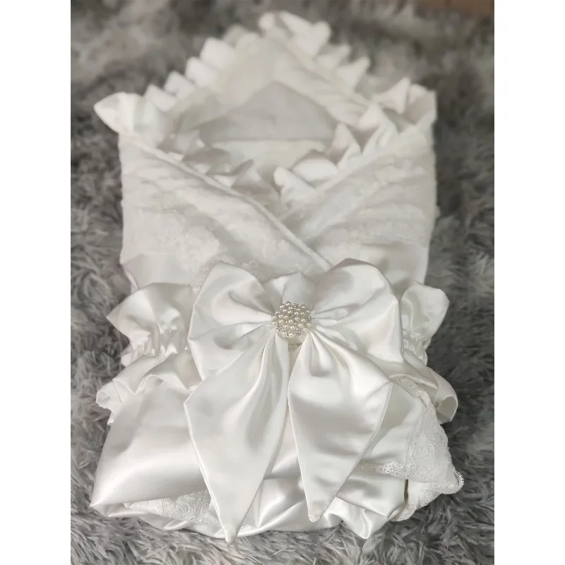 French Lace Winter Swaddle Blanket - Receiving Wrap for Newborn Baby Boys-Girls Photography Ropa De Bebe Niña 크리스마스 아기의상 Newborn