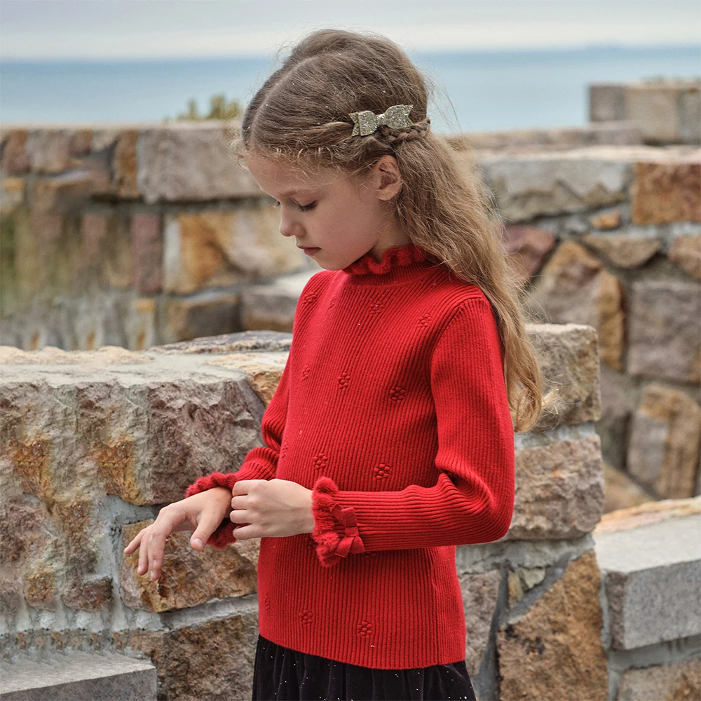 Dave Bella Children Autumn Winter Knitted Pullover Sweater for Girls Half High Collar Bottoming Sweater Kids Clothes DK4254583