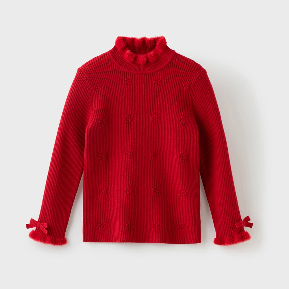 Dave Bella Children Autumn Winter Knitted Pullover Sweater for Girls Half High Collar Bottoming Sweater Kids Clothes DK4254583