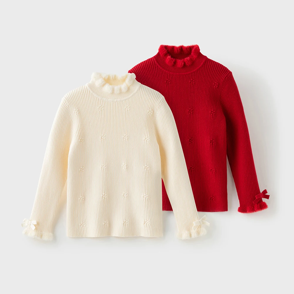 Dave Bella Children Autumn Winter Knitted Pullover Sweater for Girls Half High Collar Bottoming Sweater Kids Clothes DK4254583